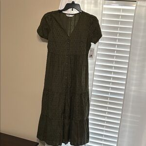Sonoma Dark Green Textured Midi Dress